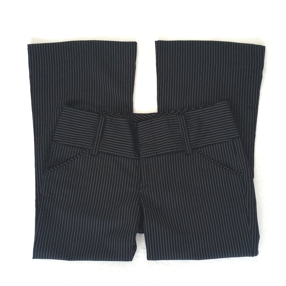 Alice+Olivia Black Pinstripe Low Rise Wide Leg Capri Cropped Wool Blend Pants 4 - Picture 11 of 15